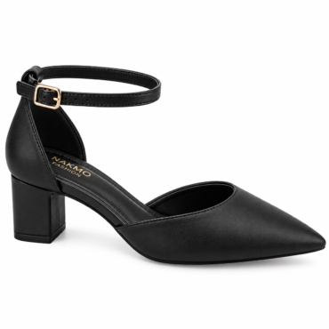 Noir Ankle Strap Pointed Pumps