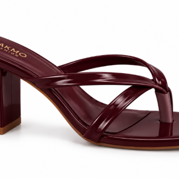 Nina Glossy Block Heel Sandal with Crisscross Straps