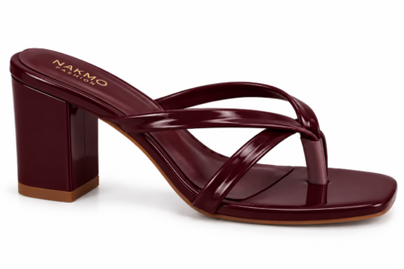 Nina Glossy Block Heel Sandal with Crisscross Straps