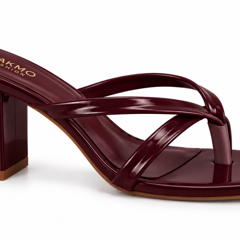 Nina Glossy Block Heel Sandal with Crisscross Straps